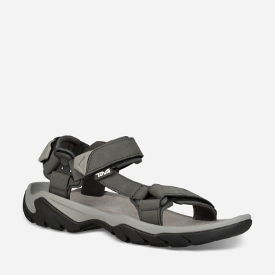 Teva Terra Fi 5 Universal Leather Men's Dark Grey Sandals CA48709 Canada Sale